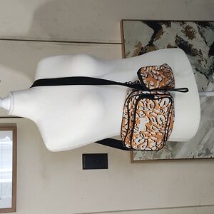 2 PC TED BAKER LONDON TWO PC ORANGE CHEETAH PRINT CROSSBODY